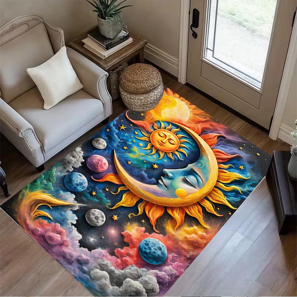 Sun and Moon Design Rug Home Carpet Non Slip Office Decor Gift Living Room Bedroom