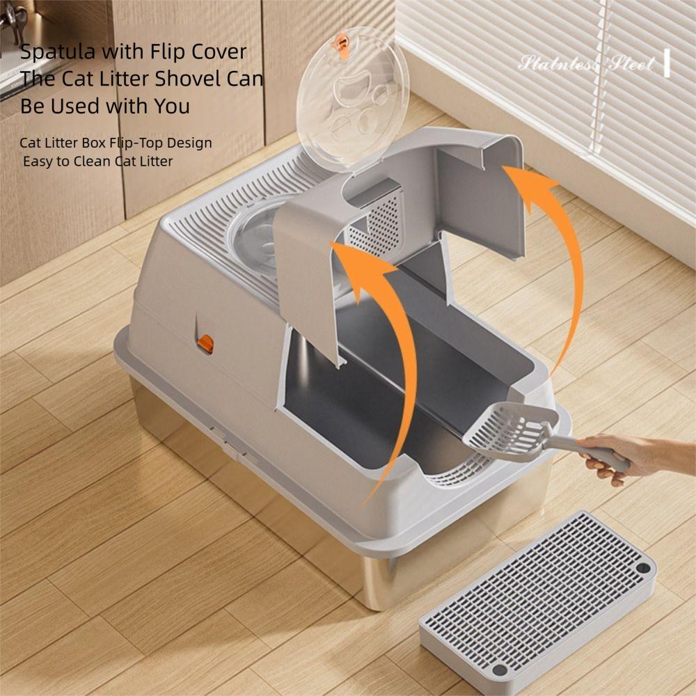 Stainless Steel Cat Bedpans Anti-splash Cover Cat Potty New Cat Litter Box Pet Supplies