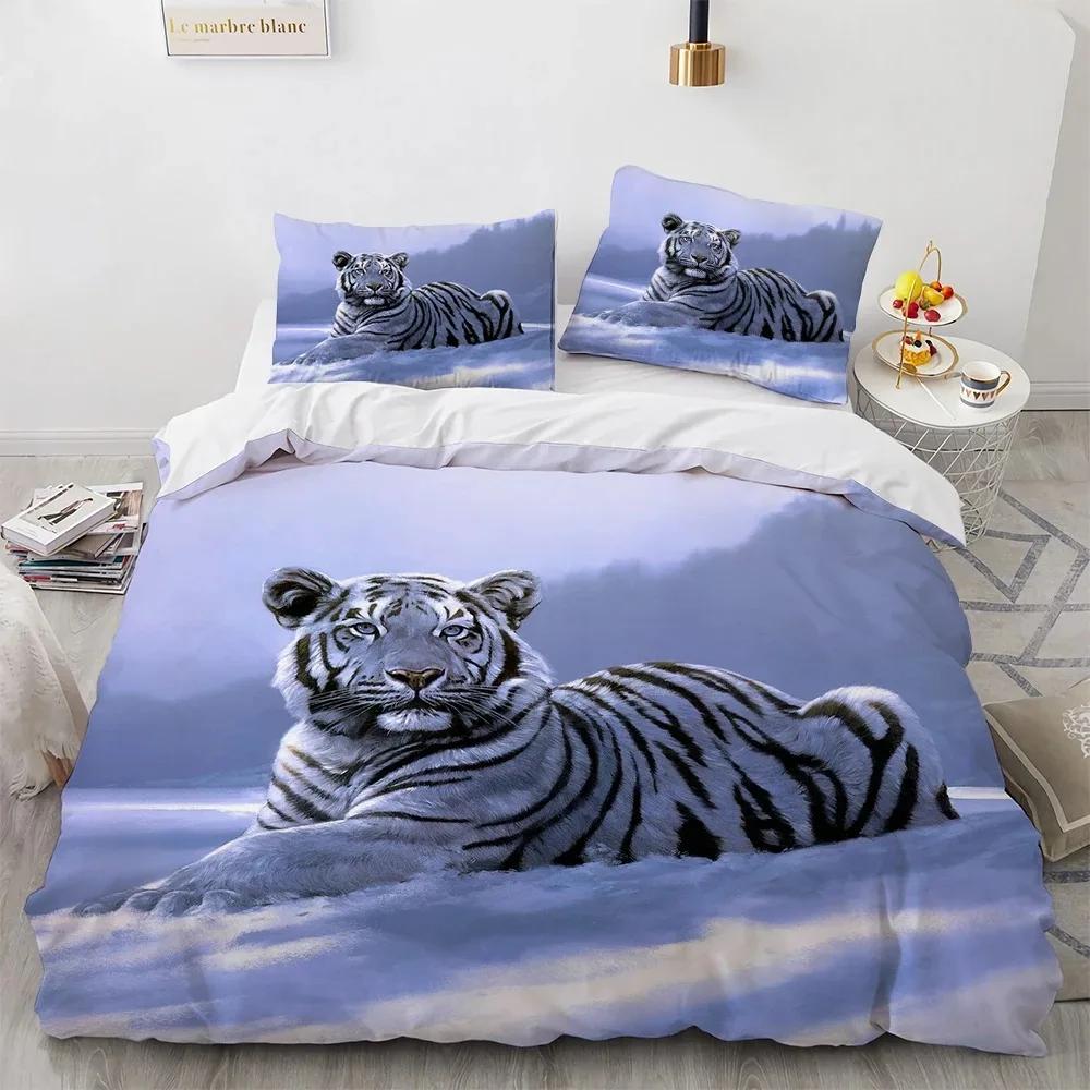 Комплект постельного белья Тигр, Пододеяльник с принтом животного, Наволочка, Украшение для дома и спальни, Подарок для мальчика/взрослого, Комплекты одеяла 2/3 предмета