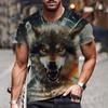 Summer Men's T-shirt Animal Wolf 3d Printed Round Neck Fashion Streetwear Casual Short Sleeve Top Tees Oversized Men Clothing