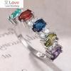 Trendy Colorful Finger Ring Female Party Accessories with Rainbow Crystal Young Lady Fashion Jewelry for Engagement