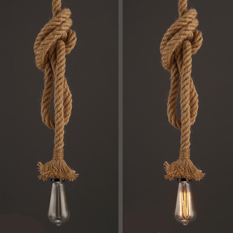 Винтажный Ретро Промышленный Лофт Держатель Пеньковой Веревки Потолочный Подвесной Светильник Лампа Кафе Ресторан Ретро Люстра