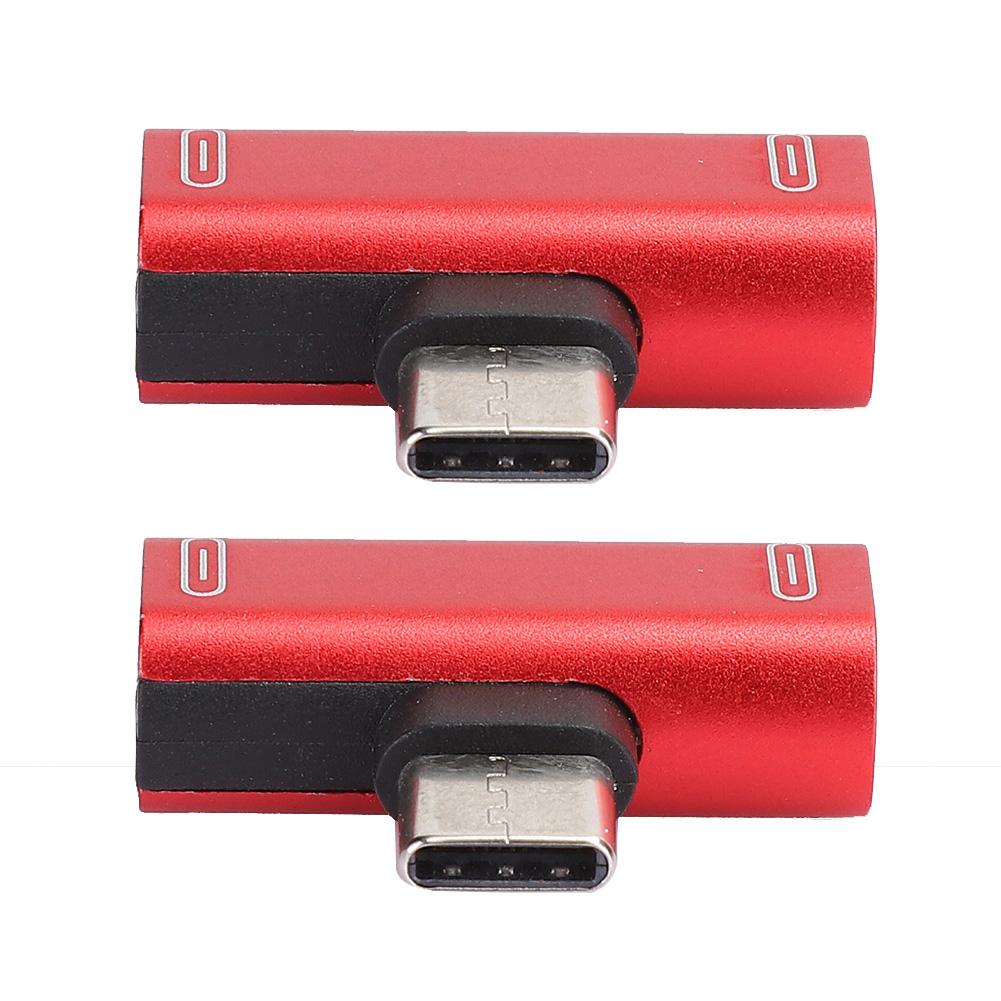 2 шт. Конвертер-разветвитель Type-C Двойной 2 в 1 на наушники USB o Адаптер для зарядки Розовый(розовый )