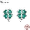 Женские серьги-гвоздики с четырьмя листами клевера из стерлингового серебра 925 пробы, гипоаллергенные серьги-гвоздики с зеленой эмалью, ювелирные изделия в подарок