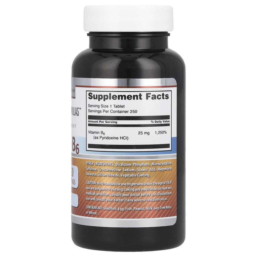 Vitamin B6, 25Mg, 250 Tablets