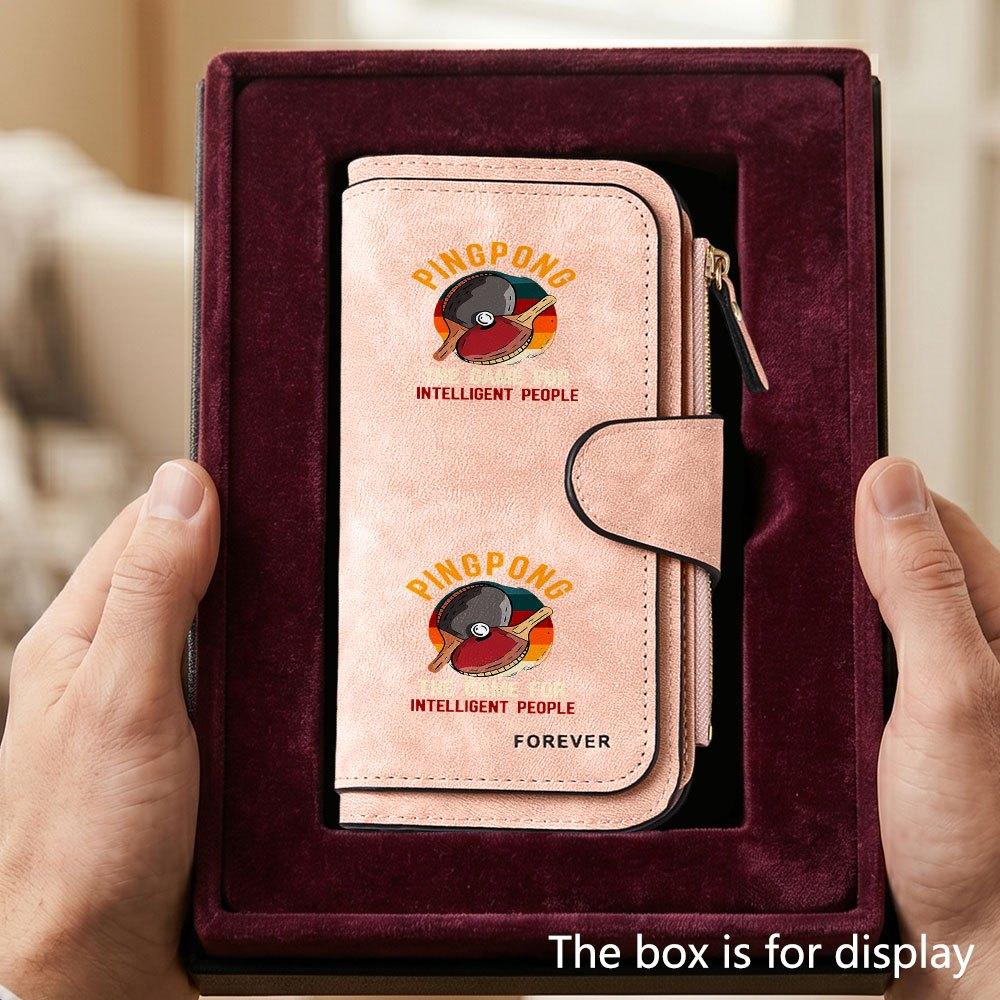 Unique table tennis-themed men's large-capacity wallet with business card slot and cash pocket, suitable for formal occasions and office use, a gift