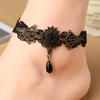 Women Vintage Black Floral Lace Anklet Chain Ankle Sandal Bracelet Foot Barefoot