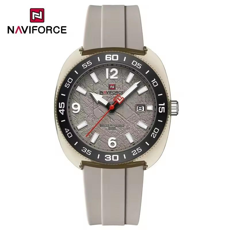 Мужские спортивные часы NAVIFORCE 7132 Модный тренд Отображение даты Светонакопительные стрелки Водонепроницаемость 5ATM Силиконовый ремешок Мужские кварцевые часы
