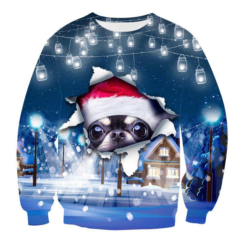 Unisex Ugly Christmas Sweater With Funny Dog Print And Soft Breathable Fabric