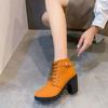 Fashion Pu Leather Ankle Boots Women 2024 Autumn Wedge High Heels Woman Comfort Women Shoes Buckle Lace Up Casual Short Boats