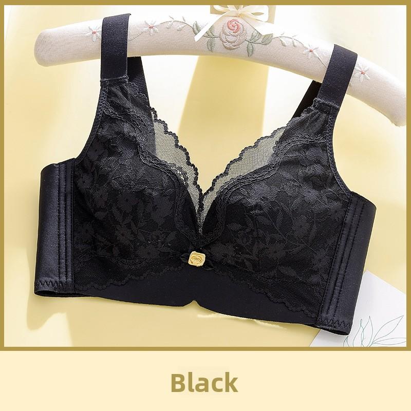 Thin Perforated Hole Cup Full Bust Minimizer Bra, Plus Size Corrective Lifting Anti-Sag Side Gathering Wireless Bra