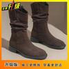 Premium retro style casual versatile pile boots 2025 autumn and winter new British style women Martin boots