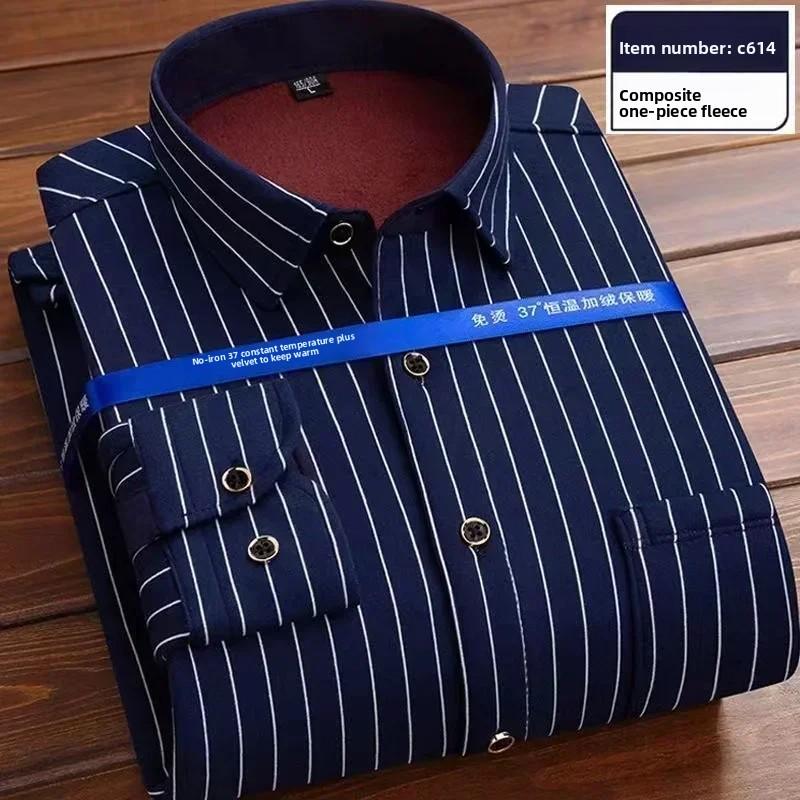 2025 Мужская осенне-зимняя толстая теплая рубашка с длинным рукавом в клетку, теплая повседневная флисовая рубашка для мужчин, мужская клетчатая рубашка оверсайз