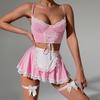 4-х предметный комплект женского нижнего белья Maid, комплект нижнего белья со стрингами, эротический комплект с бантами