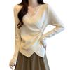 Casual T Shirt For Women With Lace Collage And Deep V Neck In Soft Fabric For Office Wear