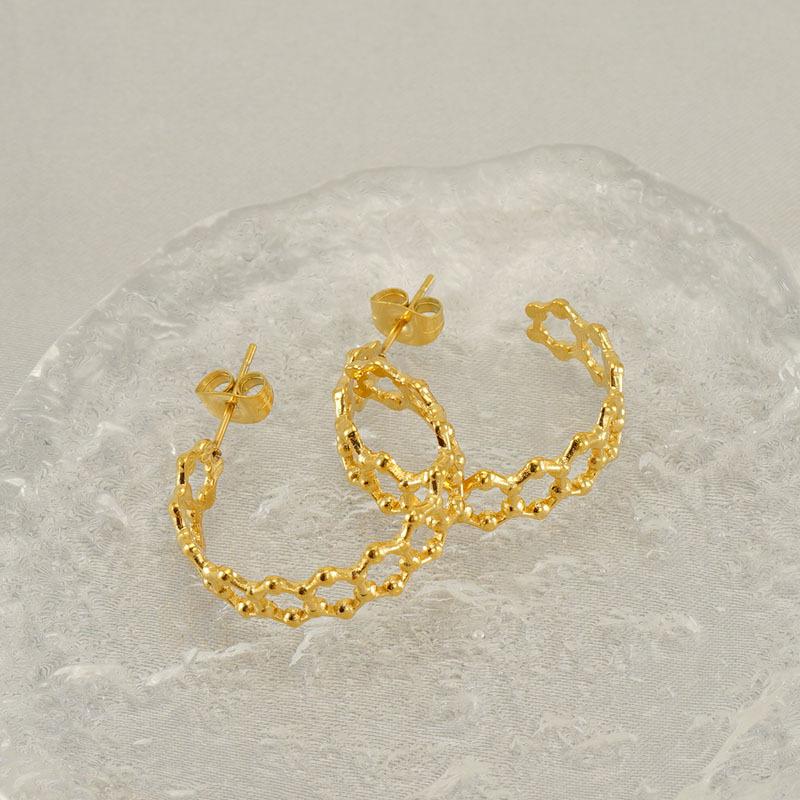 Geometric Fashion Stainless Steel Hollow Earrings Design Sense Niche Versatile Earrings