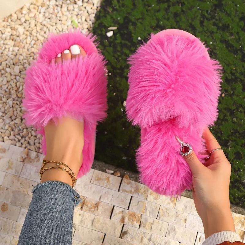 Домашние тапочки, удобные и теплые мягкие плюшевые туфли с открытым носком, однотонные домашние тапочки