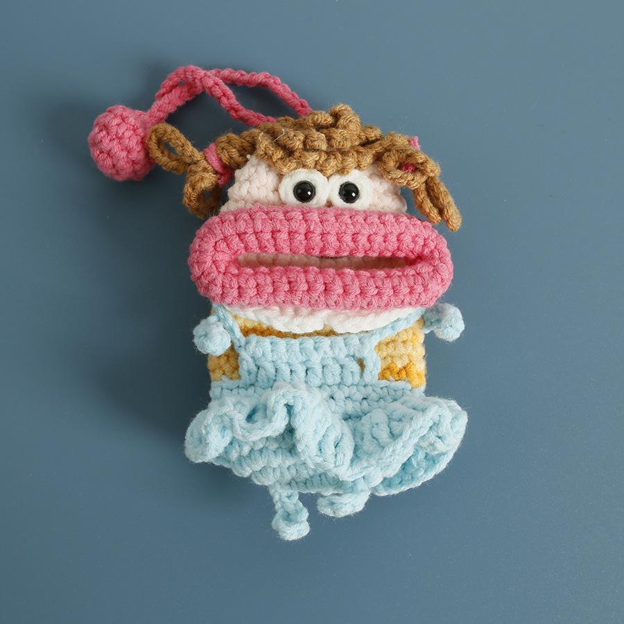 Забавные вязаные крючком брелоки Вязание Милая кукла с сосисочным ртом Держатель для ключей Полезная вязаная сумка для хранения Брелоки для автомобильных ключей Оптовая торговля