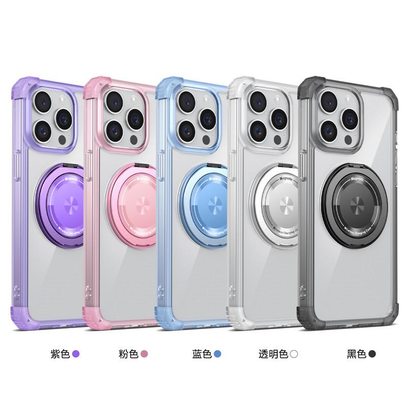 Подходит для iPhone17Pro max Золотой Щит 360 Вращающееся Кольцо Чехол для Мобильного Телефона Apple 14 Магнитная Зарядка Прозрачный Чехол