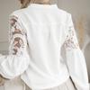 YYFS Женские модные повседневные осенне-зимние однотонные кружевные блузки и рубашки с v-образным вырезом и длинным рукавом с принтом