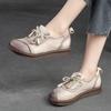 Women Flats Shoes Spring Round Toe Lace-up Genuine Leather Casual Loafers Handmade Comfortable Shoes
