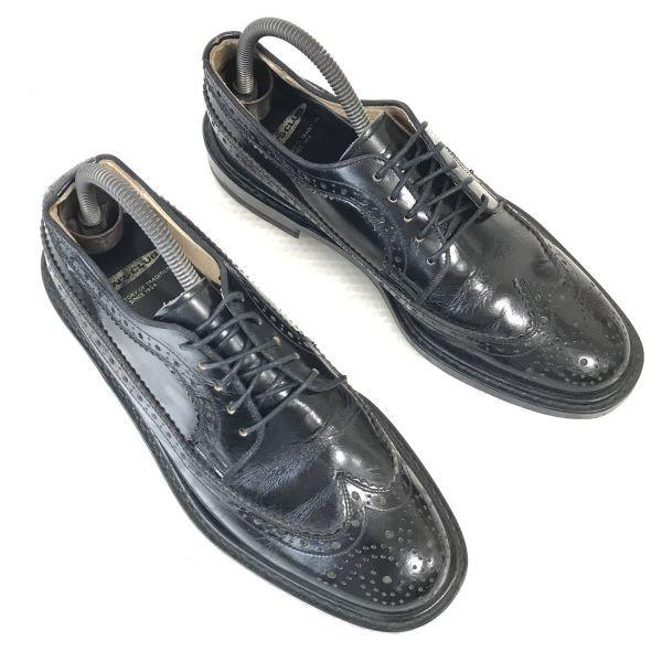 Винтажные 90-е, Сделано в Японии/MEN'S CLUB/Кожаные Оксфорды с крылом Goodyear Welt/25.5/Черный/ЧЕРНЫЙ/Деловые Туфли(ИСПОЛЬЗОВАЛ)