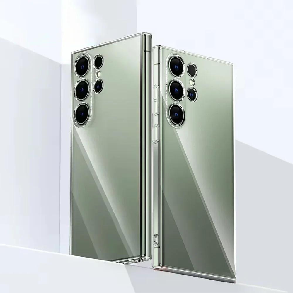 Простой Чехол для Телефона для Samsung S24 S23 S22 S21 Plus S25Ultra Прозрачный Чехол для S23 S21 FE Прозрачный Мягкий ТПУ Защитный Чехол