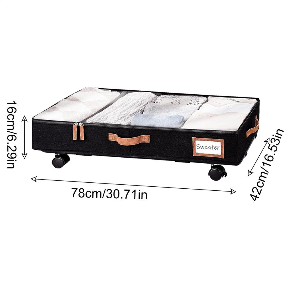 Большая корзина для хранения под кроватью на колесике Подходит для игрушек одежды книг мелочей коробка для хранения с прозрачной крышкой Органайзер для комнаты в общежитии