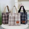 Корейская холщовая клетчатая сумка-тоут для бенто - Женская ретро-сумка