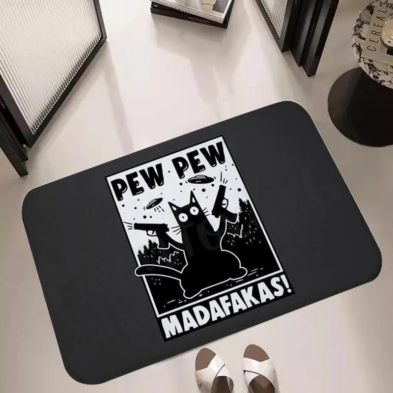 Коврик для двери с принтом кота Madafakas, коврик для прихожей, кухни, балкона, гостиной, ковер для входа, декор для дома, нескользящий коврик