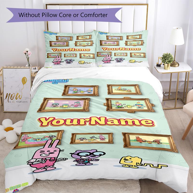 Wow! Wow! Wubbzy Customize your name Bedding Set Breathable Duvet Cover with Pillowcases Home Decoration Birthday Gift