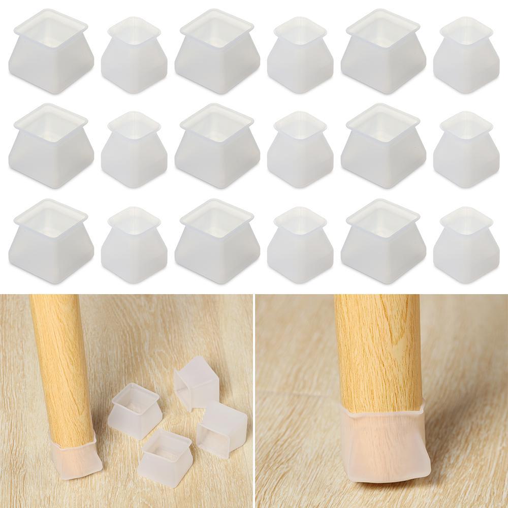 New Small Large White Grey Silicone Chair Leg Caps Table Cover Square