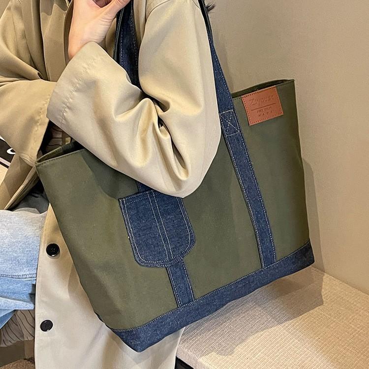 Холщовая большая сумка Женская новая повседневная сумка через плечо Большой вместимости Классная сумка для поездок на работу Сумка-тоут