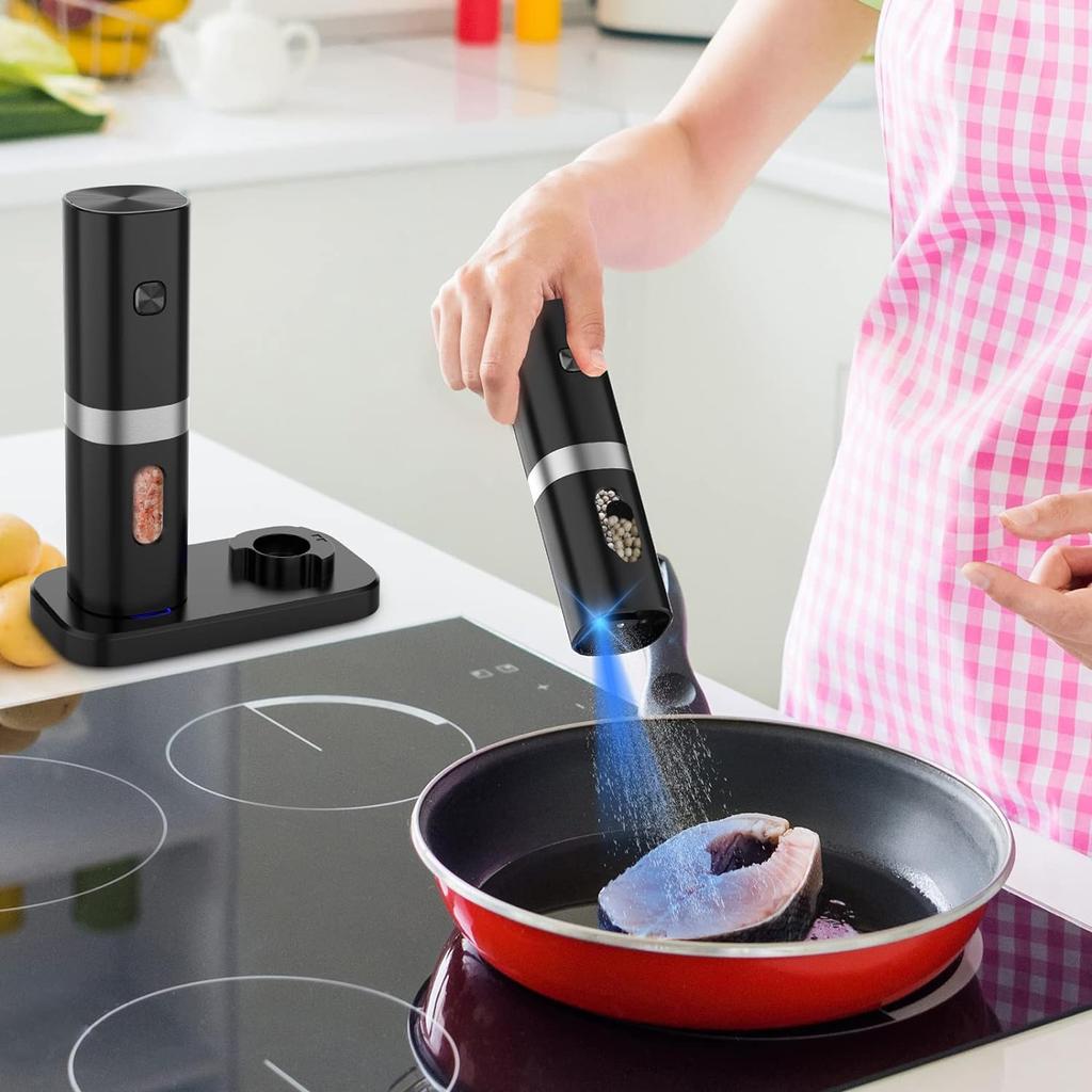 Мельница для перца, набор электрических мельниц для соли и перца, перезаряжаемая мельница для перца, 2 шт.