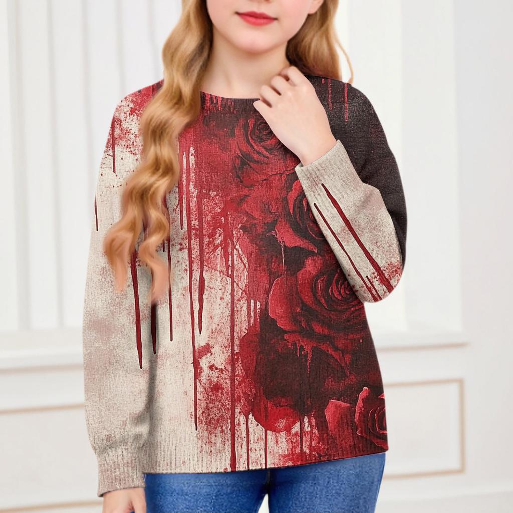 Толстовки на Хэллоуин для детей, мальчиков и девочек, вязаный свитер, милая рубашка, осенние пуловеры с круглым вырезом