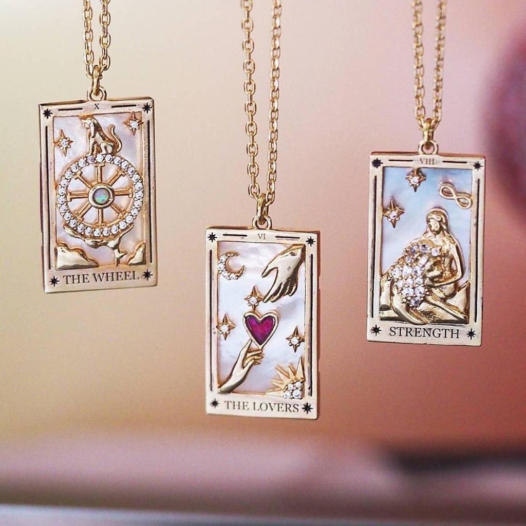 Women's Jewelry Straps Tarot Square Necklace Female Ins Jewelry Ladies