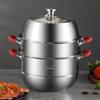 Многоцелевая 3-ярусная пароварка MeiChu из нержавеющей стали 304 с глубокой крышкой