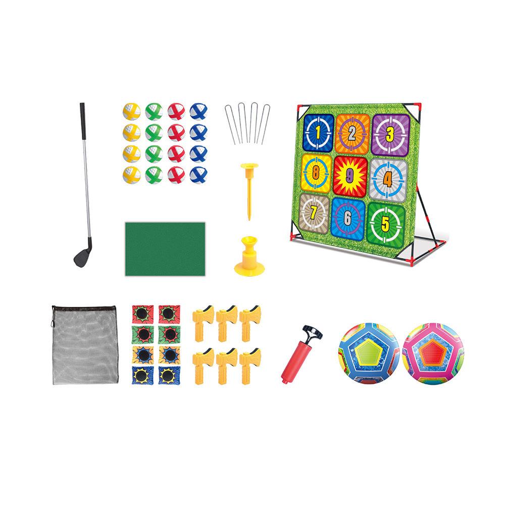 4-in-1 Outdoor Throwing Game Set Parent-Child Soccer Rack Toy for Kids Beach Snow