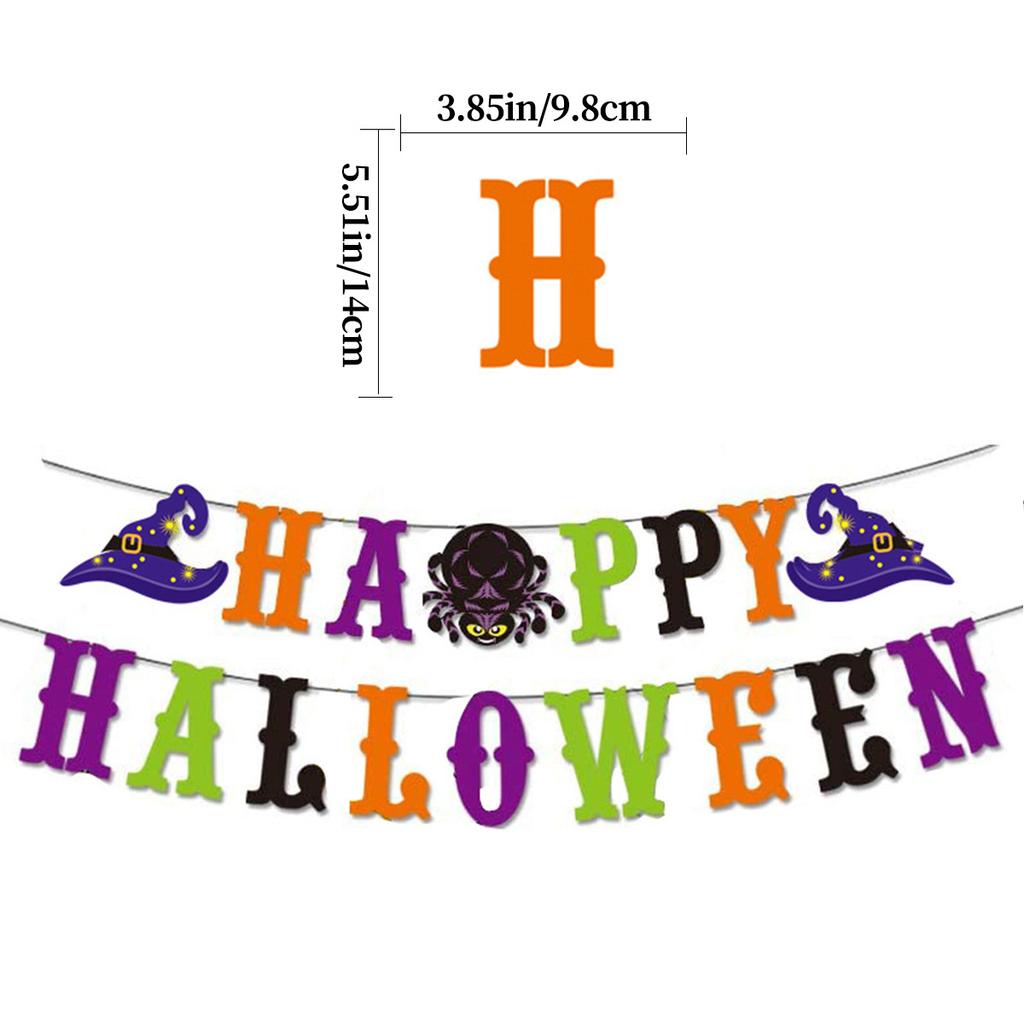 Halloween Ghost Festival Theme Decoration Flag Bar Shopping Mall Layout Cartoon Banner Latte Flower String