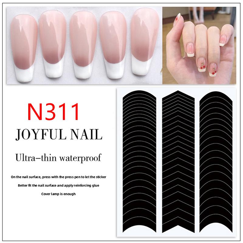 1 Sheets French Manicure Strip Nail Art Form Fringe Tip Line Guides Sticker