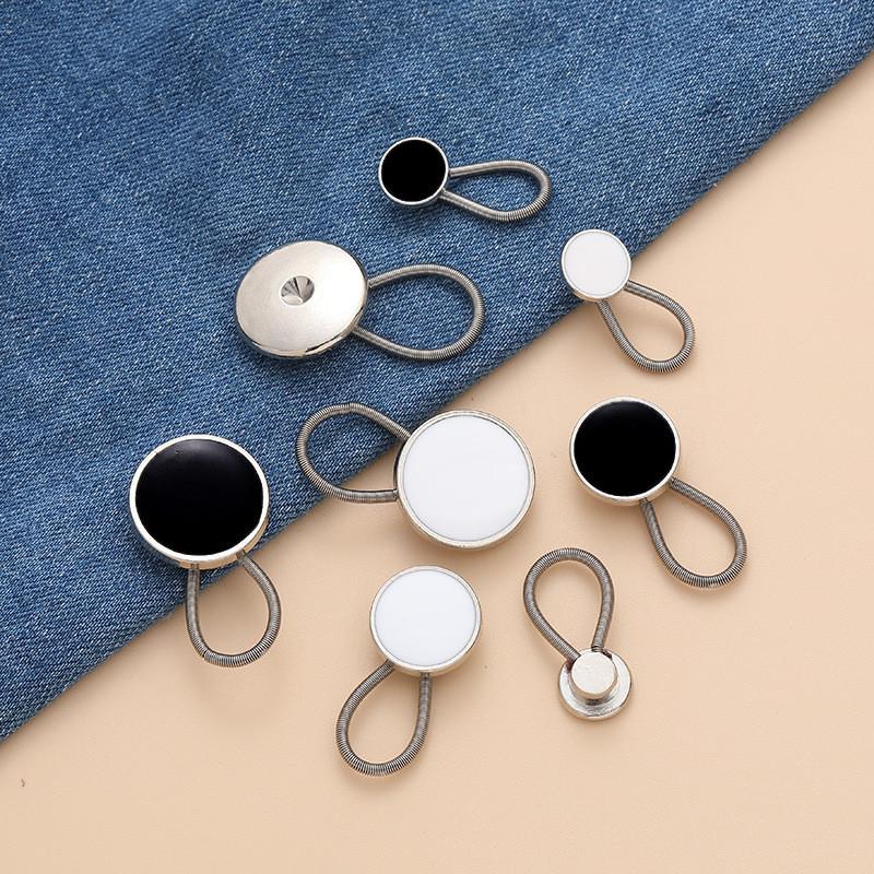 2/6 Pcs 10mm Metal Collar Buttons Extenders Elastic Button Extender Neck Extenders for Women & Men Jeans Skirt Shirt Dress Coat