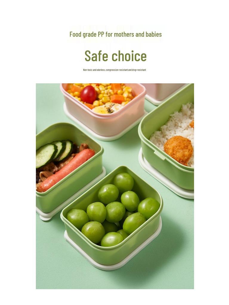 Милый пластиковый ланч-бокс с двумя слоями и столовыми приборами - Разделенные отсеки для детей, студентов и офисного использования, Можно использовать в микроволновой печи