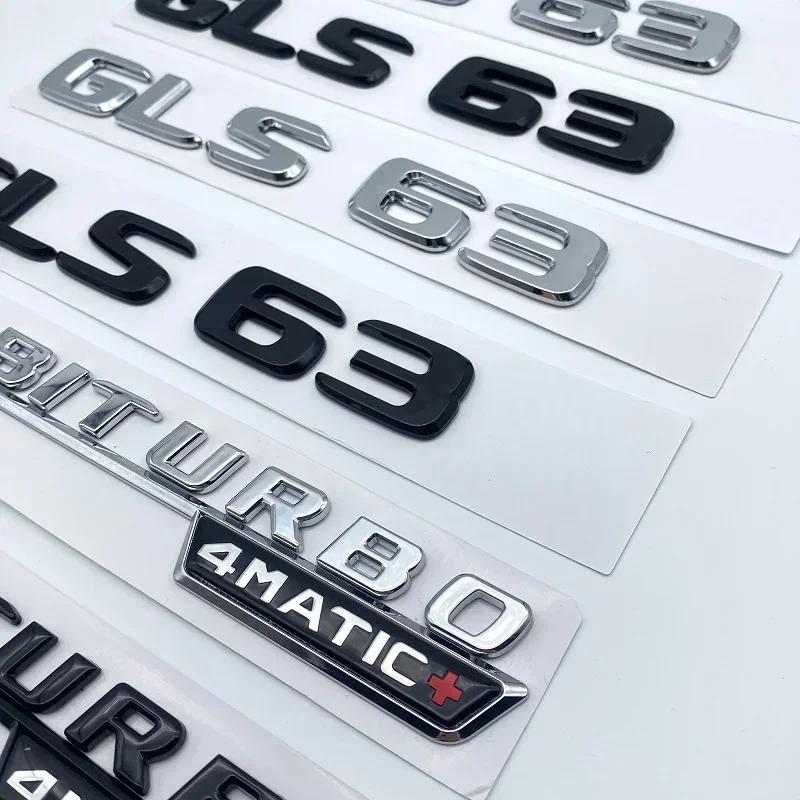 AATA1 3D Silver Black Letters GLS63 V8 Biturbo ABS Emblem for Mercedes Benz AMG X166 Car Styling Fender Trunk Nameplate Logo Sticker