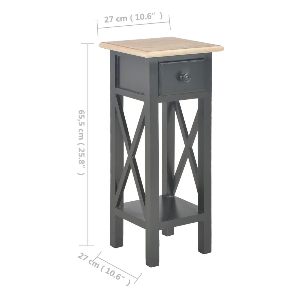 Side Table Black 27 x 27 x 65.5 cm Wood