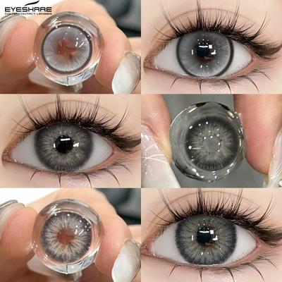 1 пара серых контактных линз, натуральные, удобные для глаз, цвет Hidrocor, ежегодное использование для женщин, косметика на год