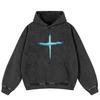 Уличная одежда Ретро Крест Графический стираный черный свободный унисекс толстовка Y2K