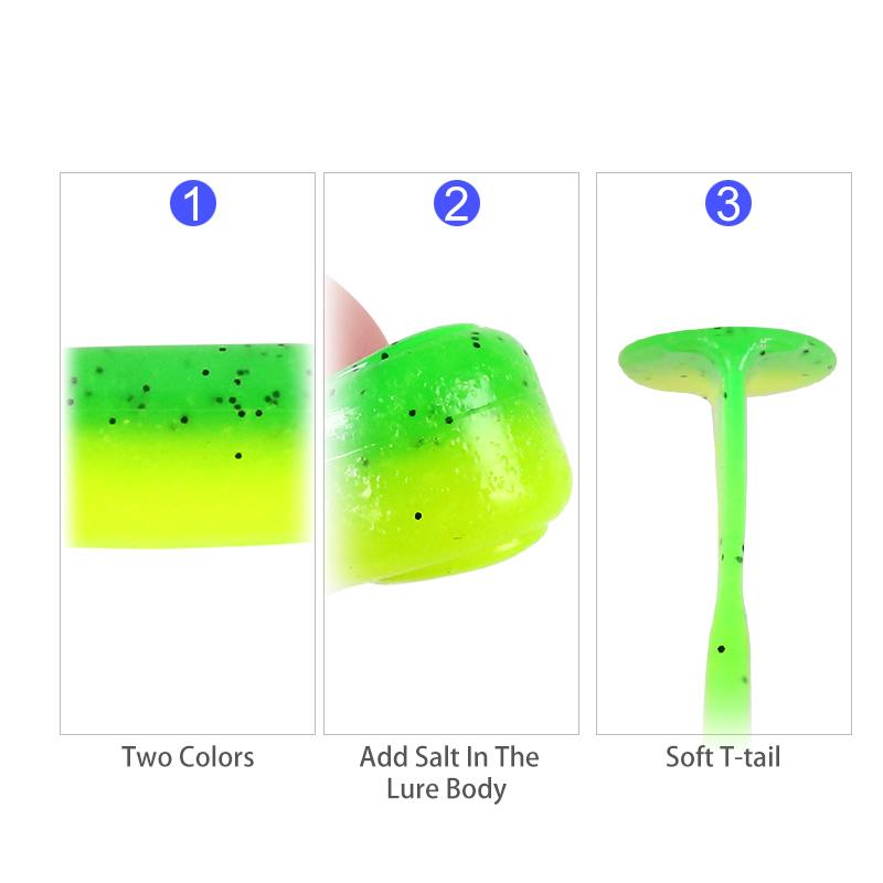 Kingdom Мягкие приманки для рыбалки с яркими червями, 72 мм 100 мм, искусственные рыболовные приманки, джиг-приманки для плавания, Т-образные рыболовные снасти, рыболовные приманки