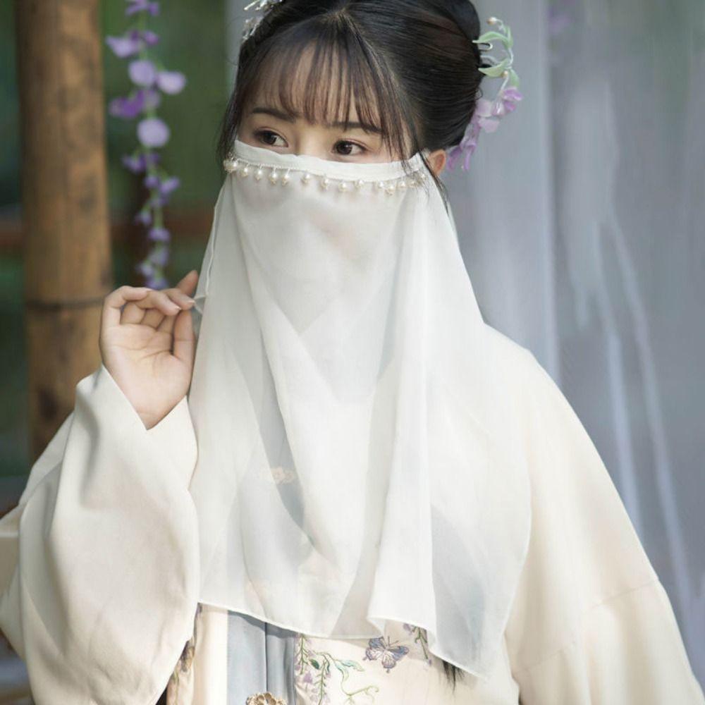 Вуаль для лица с кисточками Hanfu, древний стиль, китайские аксессуары Hanfu, солнцезащитная маска, классический танец
