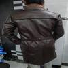 NOORA Коричневый плащ с воротником-стойкой и воротником «Гуслинг» из фильма «Бегущий по лезвию» Кожаная куртка-пальто
