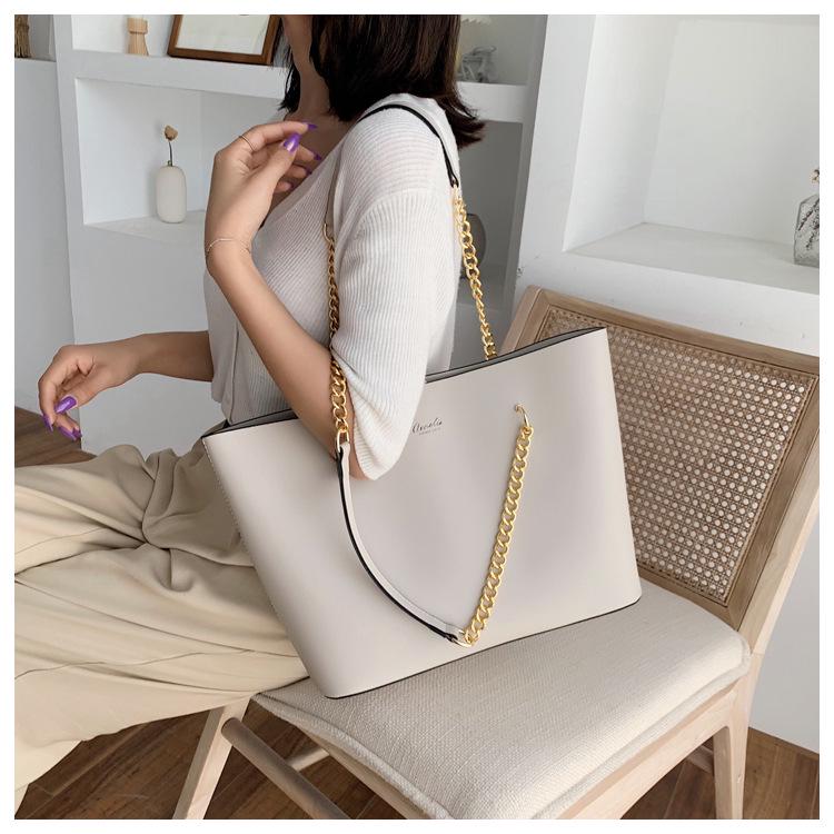 2025 Spring/Fall Women's Large Capacity Korean Style Chain Shoulder Tote - Fashionable, Versatile, Commute Bag